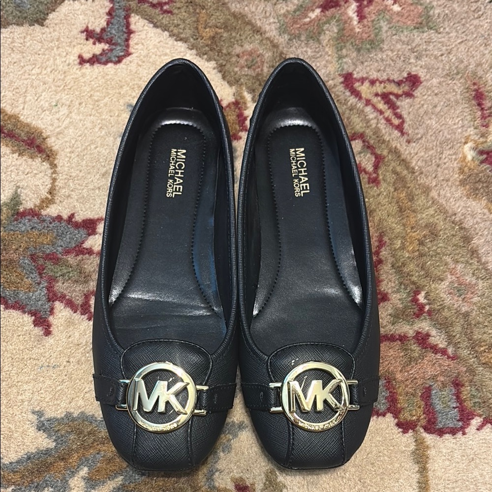 Michael Kors Black Flats with Silver Logo